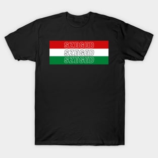 Szeged City in Hungary Flag Background T-Shirt